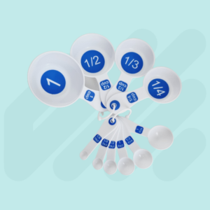 White/Blue High Contrast Measuring Cups & Spoons